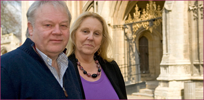 Graham & Caroline in front of Peterborough Cathedral